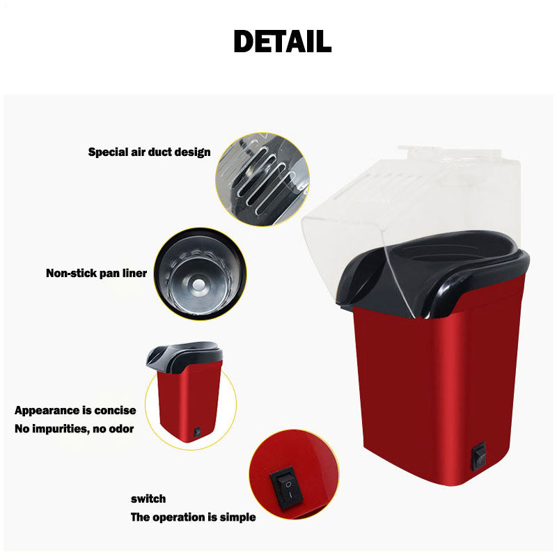 Mini Popcorn Machine - Oil-Free Hot Air Popcorn Maker
